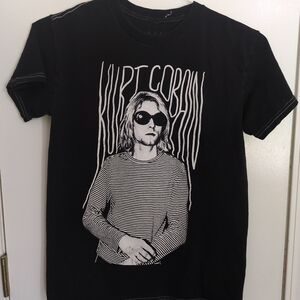 Kurt Cobain Nirvana Women's Black & White Graphic Tee- Size Xs